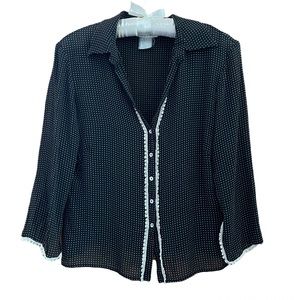 STUDIO M by MAX STUDIO black/ecru/tan silk top